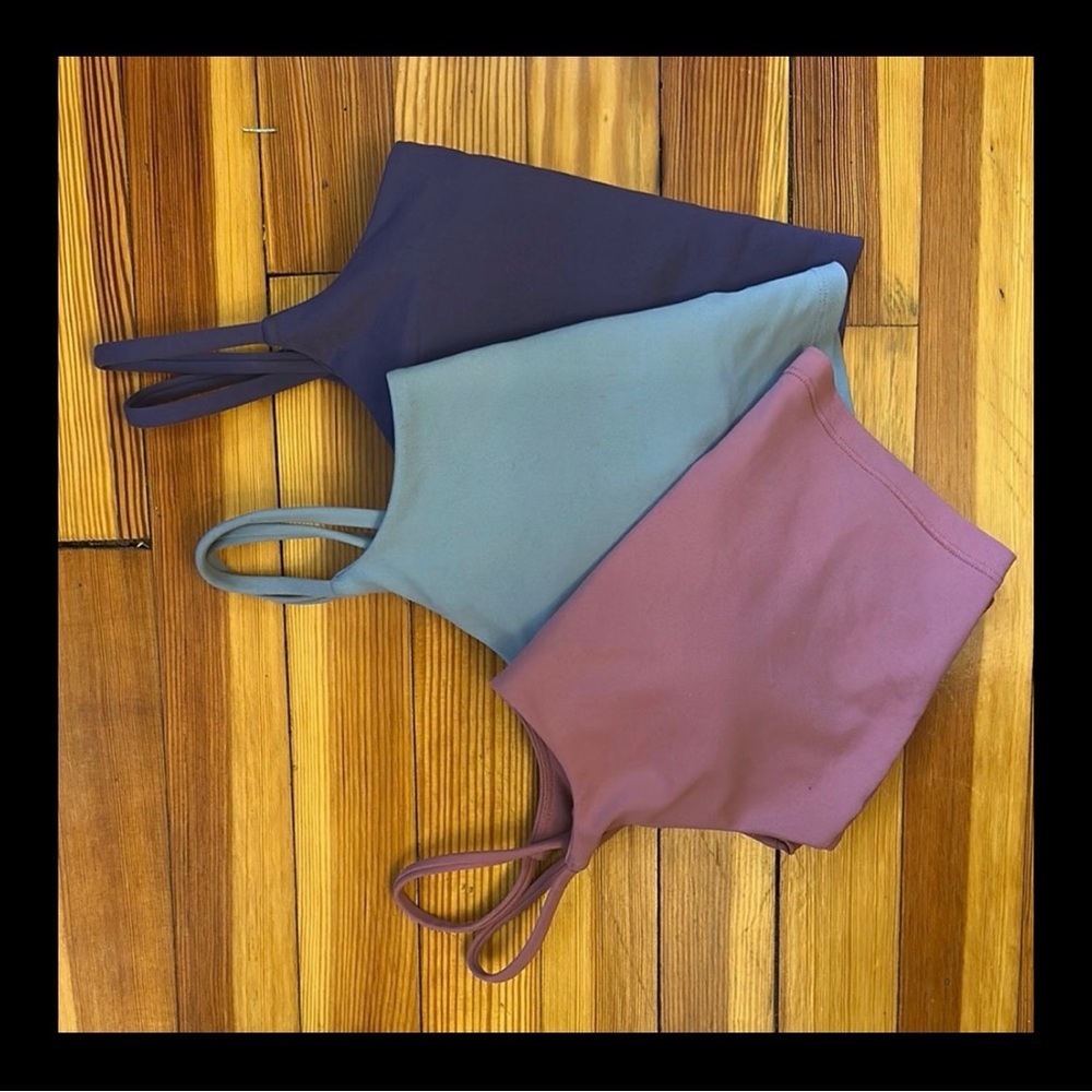 (2) HALARA built in Crop Tops (blue + pink)